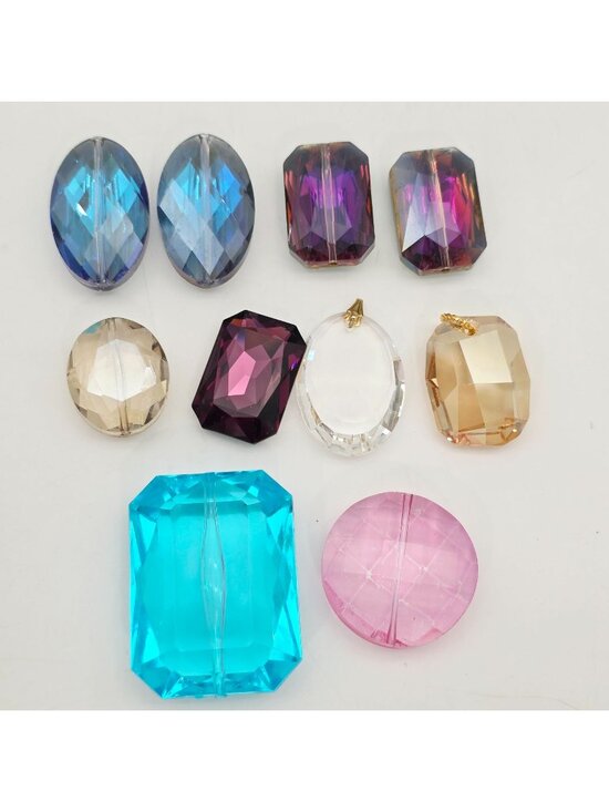 Unbranded Other - 10 Faceted Acrylic & Glass Beads Assorted Shapes Colors Jewelry Making Crafts